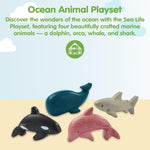 PlanToys Wooden 4 Animal Sea Life Ocean Animal Playset (6129) | Sustainably Made from Rubberwood and Non-Toxic Paints and Dyes | Eco-Friendly PlanWood