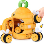JoyCat Baby Toys 6-12 Months - Soft Baby Beehive with 5 Sensory Bees - Rattle, Crinkle Paper, Squeaker, Mirror, Busy Montessori Soft Toys for Toddlers 0-3 Years Old - Baby Christmas Birthday Gift