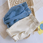 VERYPOPPA Jeggings for Boys and Girls, Baby Girl Boy Jeans Denim Pants High Waisted Harem Pants White