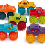Battat – Plastic Toy Cars – 6 Pack & Storage Bag – Colorful Toddler Trucks – Easy To Clean – 2+ Years – Mini Monster Trucks