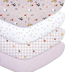 Plushii Crib Sheets for Baby Boys 4 Pack, 28"x 52" Extra Soft Microfiber Crib Sheet Set for Standard Crib & Toddler Mattress Pad, Dinosaur & Elephant & Stars & Navy Blue