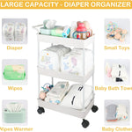 Baby Diaper Caddy, Plastic Movable Cart for Newborn Nursery Essentials Diaper Storage Caddy Organizer for Changing Table & Crib, Easy to Assemble, Beige
