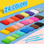 Air Dry Clay 24 Colors, Modeling Clay for Kids, DIY Molding Magic Clay, Gift for Kids Boys Girls