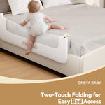 Baby Bed Rail Guard, 59in Thickened Toddler Bed Rail for Toddlers, Extral Tall Swing Down Kids Child Safety Side Railing Guards/Rails for Twin, Full, Queen, King Bunk Size Bed, White/Grey, 27”H