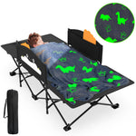 ZENPETIO Kids Camping Cot, Foldable Toddler Bed with Safety Rails & Glow-in-The-Dark Blanket, Sturdy Portable Design for Travel, Indoor Outdoor Sleeping Cot for Toddlers Kids