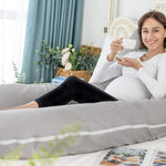 Meiz Pregnancy Pillows for Sleeping, Full Body Pregnancy Pillow with 300TC Comfy Pillowcase & Microfiber Inner Cover- for Back Support - 65 Inch (Grey)