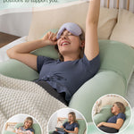 Meiz Pregnancy Pillows for Sleeping, Cooling Pregnancy Pillows, 60Inch Maternity Pillows, U Shaped Full Body Pillows for Adults with Rayon Cover from Bamboo, Sage Green