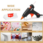 Mini Hot Glue Gun with 30 Glue Sticks, Fast Preheating Hot Melt Gun for Kids DIY, School Crafts & Home Quick Repairs (Black) - 20w