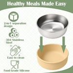 Mity rain 4-Pack Baby Bowls with Suction,Stainless Steel Toddler Bowl with Removable Silicone Shell, Non-Slip Unbreakable babies bowls with silicone suction & Kids Bowls for Baby Food Feeding