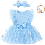 Renotemy Newborn Baby Girl Lace Romper Infant Summer Boho Flower Tulle Dress Party Gifts Newborn Photography Outfits