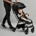 Jeep Altitude Compact Travel Stroller by Delta Children Greenguard Gold, Easy One Hand Fold, Lightweight, Extendable Canopy with Peek-a-Boo Window, Reclining Seat, 4 Wheel Suspension, Black