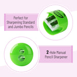 Mr. Pen- Pencil Sharpeners Manual, 6 Pack, Dual Hole, Smiley Handheld Pencil Sharpener, Compatible with Standard and Jumbo Pencils, Snap-on Lid, Stainless Steel Blade, Back to School Supplies