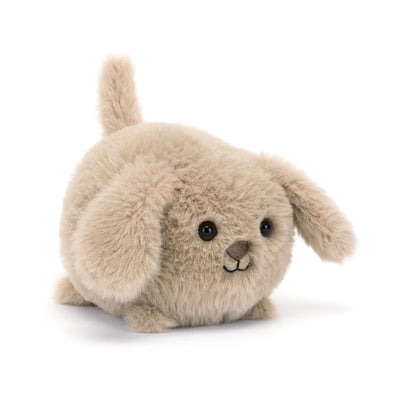 Plush toy dog on a white background