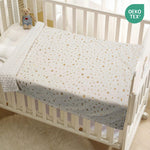 Donsonny Baby Blanket for Boys Girls Soft Minky with Double Layer Dotted Backing, Star and Moon Printed 30 x 40 Inch Receiving Blanket (Beige)