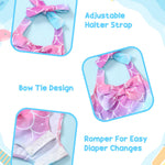 0-3 Months Baby Girl Swimsuit One Piece Bathing Suit Baby Girl Little Mermaid Swimwear Summer Cute Bikini Set Newborn Baby Girl Halter Bathing Suit