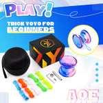 Responsive Yoyo for Kids Beginners, Professional Yoyo AOE for Finger Spin Tricks, Dual Purpose Yo-yo with Unresponsive Bearing for Adults+10 Strings+Bearing Removal Tool+Storage Bag