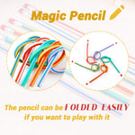 Qyyiguf 40 Pcs 7 Inch Flexible Pencils,Soft Novelty Pencil,Multi Colored Striped Soft Pencil with Eraser for Kids Gift
