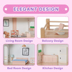Jewelkeeper 2 Storey Dollhouse Wooden - Kids Pretend Play Dream House - Wooden Dollhouse for Girls - Large Wood Doll Houses Playset Gift for Girl Ages 3 and Up -15.7x19.6 inch