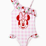 Disney Minnie Mouse Girls Swimsuits UPF 50 Ruffle Cute One Piece Bathing Suits Sport Summer Beach Swimwear Pink Plaid Quick Dry for Toddler Girls Size 3T