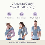 Ergobaby Embrace Baby Carrier Newborn to Toddler - Lightweight Ergonomic Baby Carriers - Cozy Essentials (7-25 Pounds), Ponte Knit, Oxford Blue