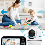 UKSUP Baby Monitor with Camera and Audio- Video Baby Monitor with 960ft Long Range, Remote Pan-Tilt-Zoom, Night Vision, Temperature Sensor, 2-Way Talk, 8 Lullabies, 30-Hour Battery & No WiFi