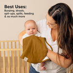 KeaBabies 4-Pack Baby Burp Cloths Baby Girl, Boy - Organic Cotton Burp Cloth, Extra Large, Absorbent, Soft Burping Cloths & Bibs Set for Babies, Newborn Burp Clothes, Thick Burp Rags (Phase)
