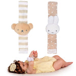 Kids Preferred Miffy Baby Wrist Rattle Set - Rattle Plush Heads, Easy On and Off Strap, Hook & Loop Closure, Embroidered Details, Ages 0 to 12 Months