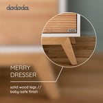 dadada Baby Merry 6-Drawer Dresser Modern Nursery Dresser with Natural Wood Fronts, Soft-Close Drawers, Anti-Tip Safety Kit, Baby-Safe Finish Spacious Storage for Nursery & Home (White/Natural)
