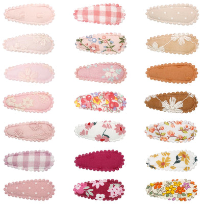 CÉLLOT 42Pcs Baby Hair Clips, Infant Girl Hair Accessories, 1.5" Mini Hair Clips, Printed Anti-Slip Snap Barrettes, Waterdrop Design Hairpins, Toddler Girl Hair Accessories（A）