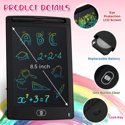 Zhehao 20 Pack LCD Writing Tablet for Kids: 8.5 Inch Colorful Drawing Doodle Boards - Reusable Erasable Doodle Board Educational Learning Toys Gifts for Toddlers Ages 3-8 Party Favors(Black,Cute)