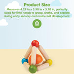 PlanToys Wooden Clutching Triangle Baby Toy with Gentle Sound in Two-Toned Ball (5244) | Sustainably Made from Rubberwood and Non-Toxic Paints and Dyes