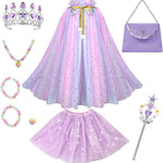 Meland Princess Dress up Clothes for Little Girl, 11Pcs Princess Cape with Crown, Princess Dresses for Girl 3-8 Birthday Gift