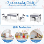 Costzon Kids Table and Chair Set, 4 in 1 Wooden Activity Table & 2 Chairs with Detachable Blackboard for Arts, Crafts, Drawing, Reading, Storage, 3 PCS Toddler Table and Chairs for Boys Girls (Gray)