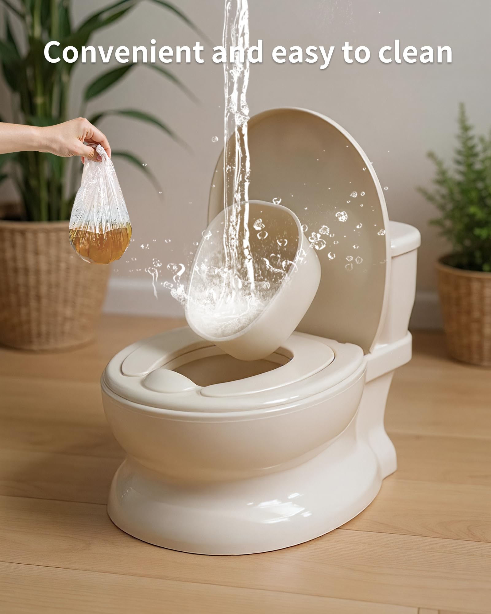 PipNest Realistic Potty Training Toilet - Flushing Sounds, Wipes Storage, Disposable Liners, Easy to Clean for Toddler Boys and Girls, White