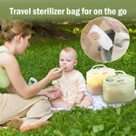 Silicone Travel Bottle Sterilizer Bags | 2000ml Microwave Steam Sterilizer Bags for Baby Bottles, Breast Pump & Pacifiers, Reusable Steam Sterilizing Bags for Travel and Home Use (Clear+Green)