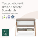 Delta Children Bondi Beechwood by The Bed Bassinet with PureAir Breathable Mesh Sheet and FSC-Certified Wood, Tan