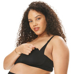Motherhood Maternity Womens Comfort Nursing Bra with Removable Pads, Wirefree and Seamfree, Breastfeeding Friendly, Black, Large