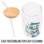 Silver Buffalo Sanrio Hello Kitty and Friends Cinnamoroll Polaroids Glass Jar Tumbler with Bamboo Lid and Glass Straw, 16 Ounces