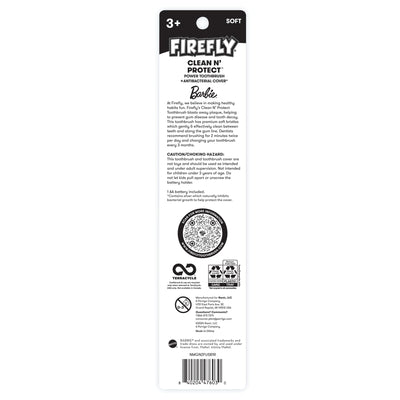 FIREFLY Clean N' Protect Barbie Toothbrush, Antibacterial Cover, Ages 3+