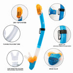 Kids Snorkeling Gear Dry Snorkel HHAO Sport Kids Snorkel Set Junior Anti Fog 180° Panoramic View, Swim Goggles with Nose Cover Scuba Diving Mask for Boys Girls, 4-15 Yrs Old