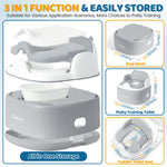 Orzbow 3-in-1 Toddler Potty Training Toilet | Baby Potty Chair, Toilet Topper Training Seat and Step Stool for Boys and Girls, Easy-to-Clean with Splash Guard and Lid, Grey