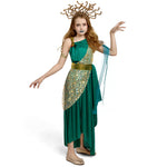 Spooktacular Creations Girls Medusa Costume, Child Green Medusa Dress with Headpiece Armlet Accessories for Kids Halloween Role Play Parties-L