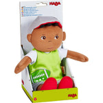 HABA Soft Doll Mason – 11.5" Plush Baby Boy Toy with Black Hair and Soft Toddler Companion for Ages 6 Months and Up, First Doll Gift for Kids, Machine Washable, Huggable & Durable