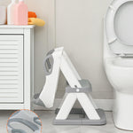 Forbena Toddler Potty Training Seat with Step Stool Ladder, Toilet Potty Seat for Baby Boys Girls Toddlers, Kids Chair Stairs with Handles and Soft Cushion (White and Grey)