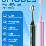 Aneebart Sonic 2 Pack Electric Toothbrush for Adults, Travel Toothbrush Includes 12 Replacement Toothbrush Heads, 6 Modes with 2 MIN Smart Timer