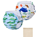 Durio 2PCS Reusable Swim Diapers - Baby Swim Diapers Adjustable Washable Newborn Infant Diaper Soft Water Diaper for Swimming Lessons with a Mesh Bag 2-3T