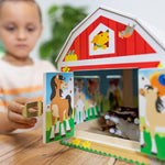 Melissa & Doug Latches Barn Toy Sensory Activity, Doors and Locks Toy, Farm Animals, for Kids Ages 3+