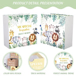 Beeveer Baby Keepsake Box Newborn Memory Organizer with 9 Labeled Compartments First Keepsake Book Gift Box for Pregnancy Mother"s Day Baby Shower New Maternity (Green,Jungle Animal)