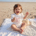 CREAIRY Little Bean Newborn Baby Girl Outfits Waffle Knit Ruffle Bow Short Sleeve Romper Bodysuit Shirt Summer Clothes (White, 12-18 Months)
