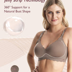 Momcozy Nursing Bras for Breastfeeding, Seamless Pregnancy Maternity Bra Wireless Classic Jelly Strip Support Nursing Bra Dark Brown